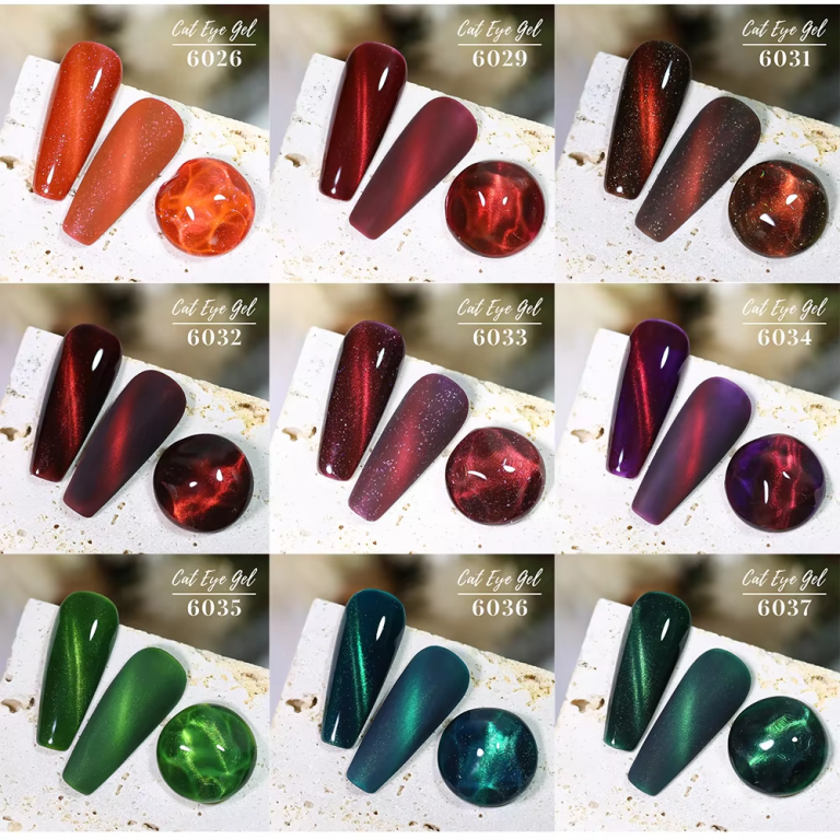 10 Red Green Glitter Cat Eye Nail Gel Magnetic Gel Nail Polish