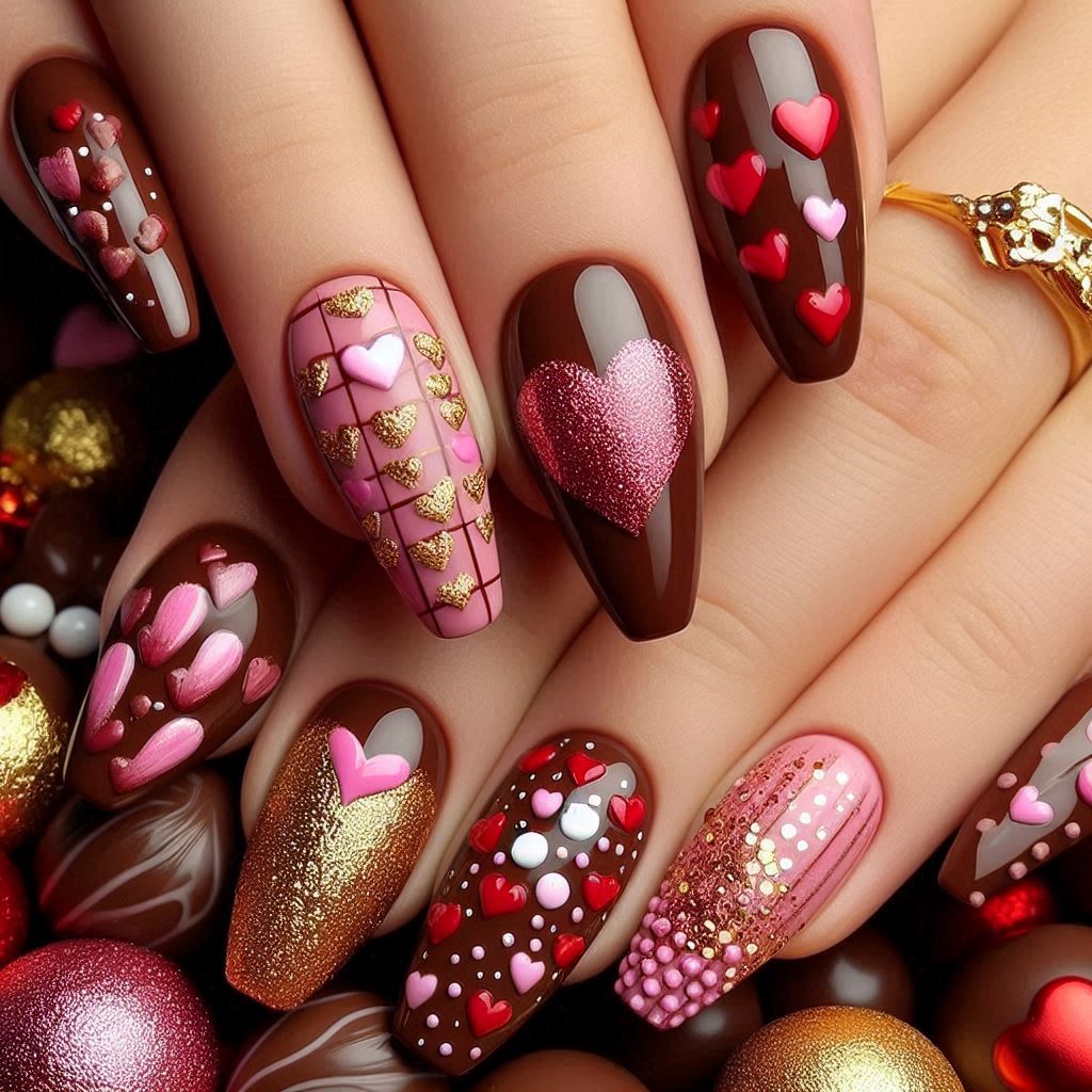 Valentine's Nails: Chocolate Box Delight