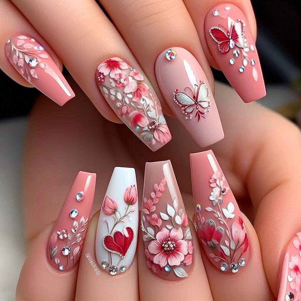 Valentine's Nails: Enchanted Garden Romance