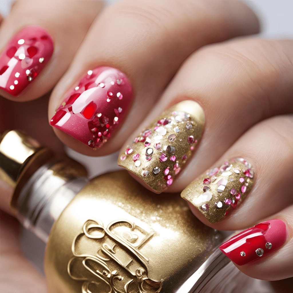 Valentine's Nails: Golden Love Affair