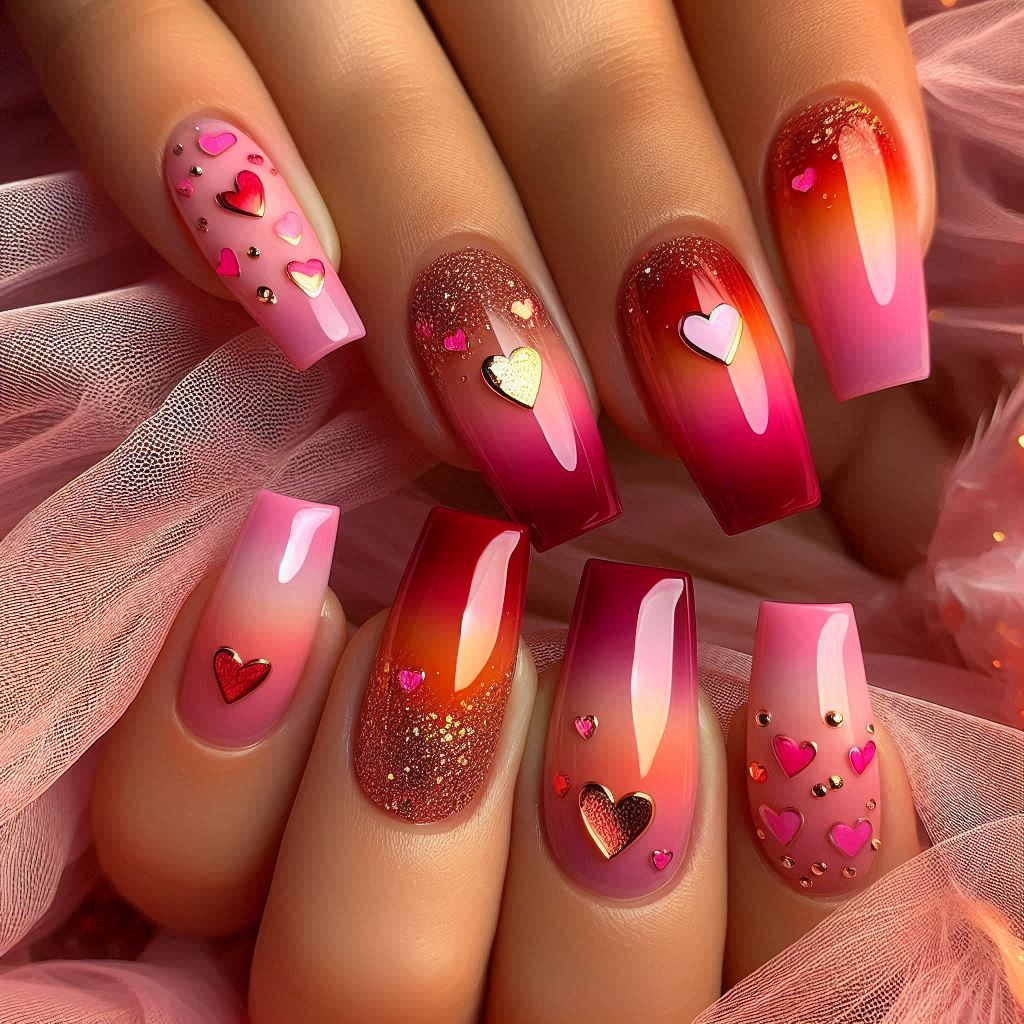 Valentine's Nails: Romantic Sunset Ombre