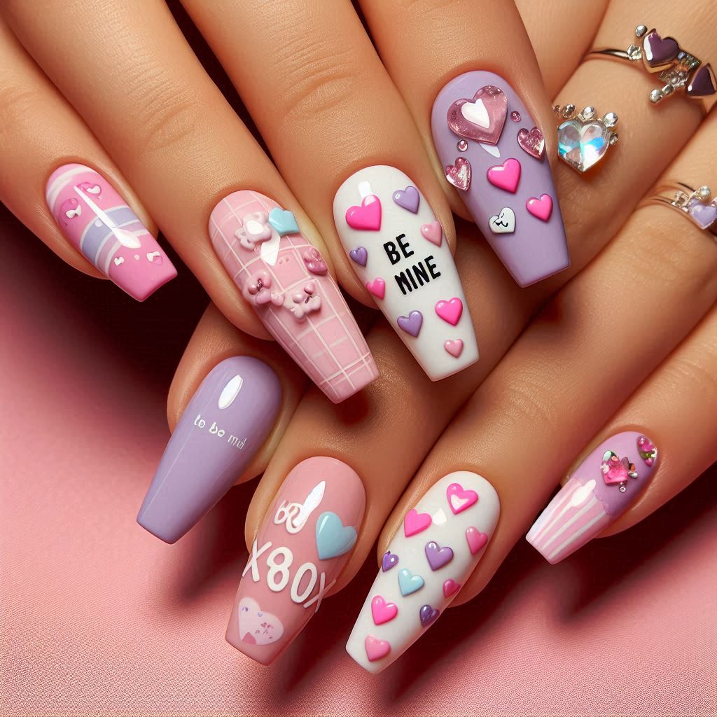 Valentine's Nails: Sweet Candy Hearts