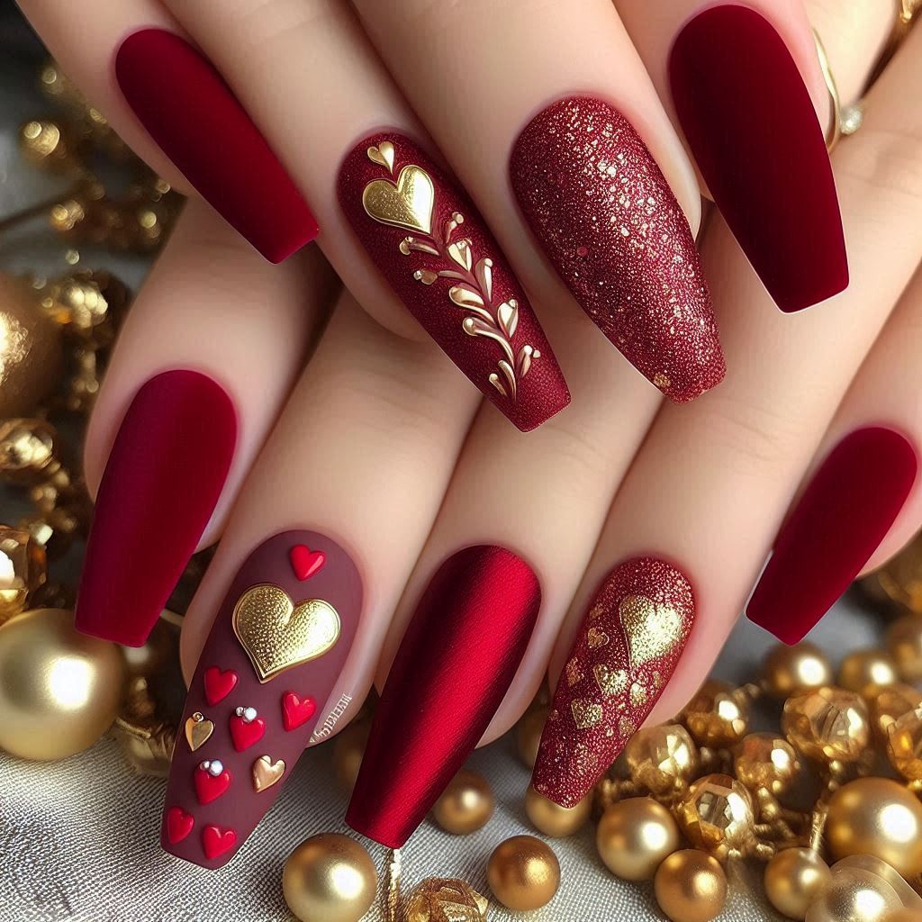 Valentine's Nails: Velvet Love Touch
