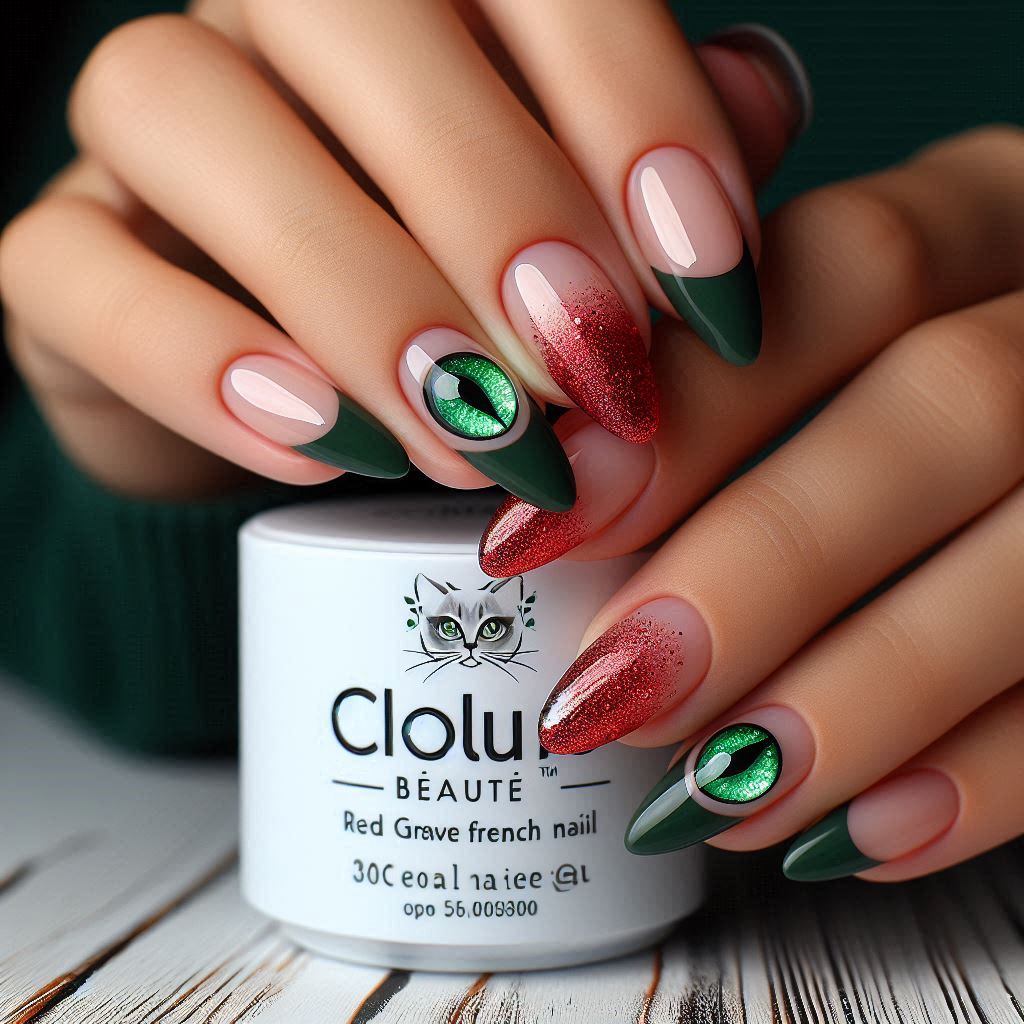 Cat eye French manicure on nails with Clou Beaute Gel Polish